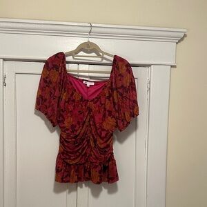 DR2 Red and Orange Floral Blouse